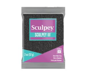 Sculpey III Oven-Bake Clay (2oz bar) - Black Glitter